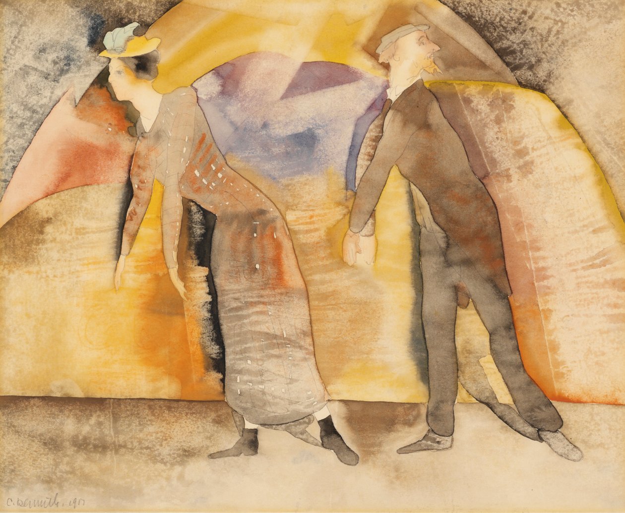 I Vaudeville: Kvinne og mann på scenen av Charles Demuth
