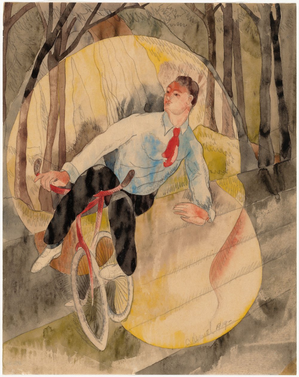 I Vaudeville, sykkelrytteren av Charles Demuth