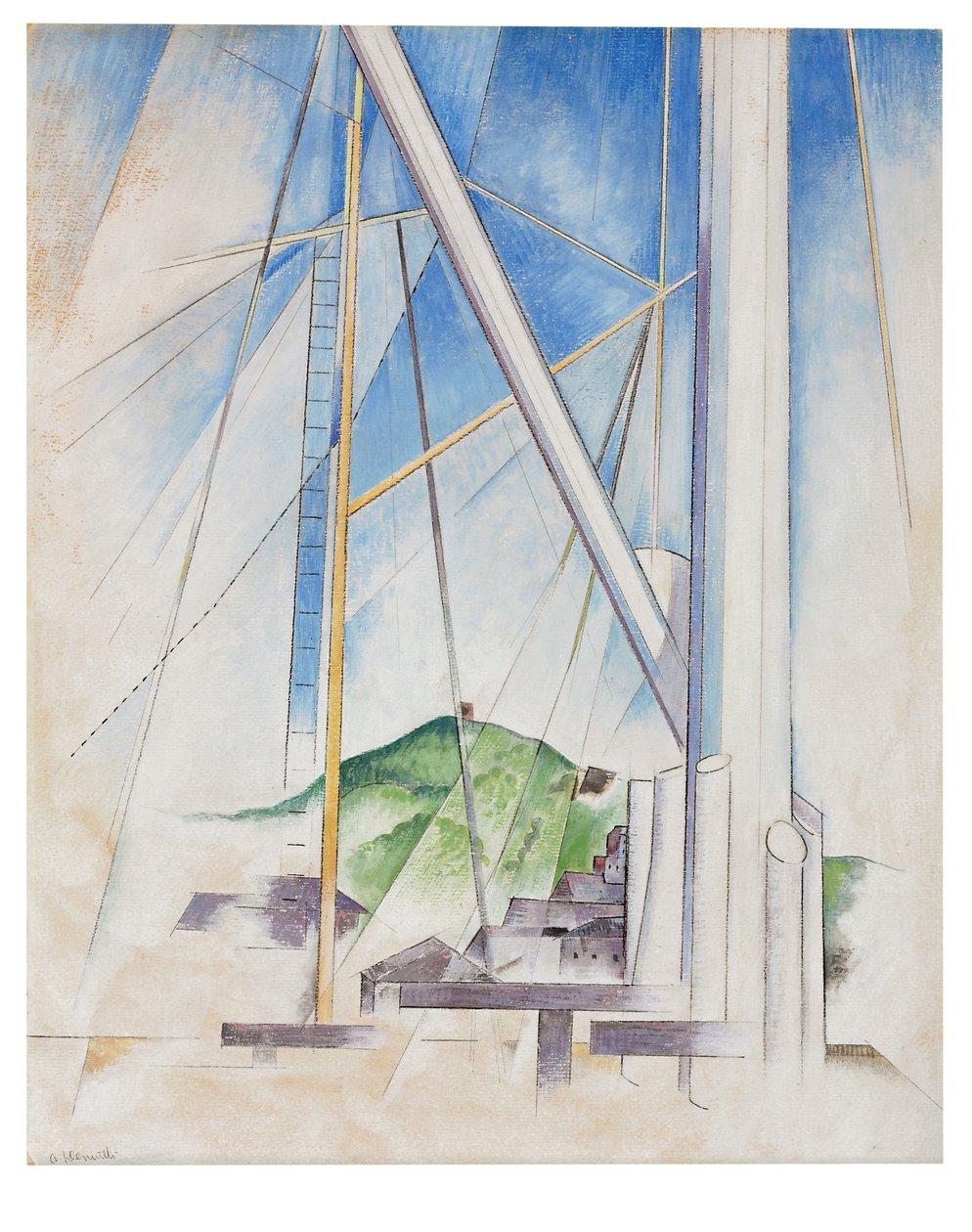 In the Key of Blue, ca. 1919 (tempera og blyant om bord) av Charles Demuth