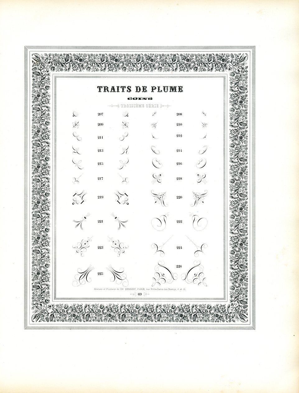 Kalligrafiske hjørneelementer - Traits de Plume Coins (trykk) av Charles Derriey