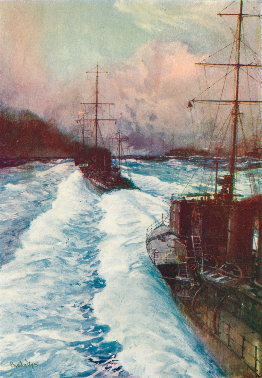 The Hornets of the Seas. Destroyers at Speed, c1917 1919 av Charles Dixon