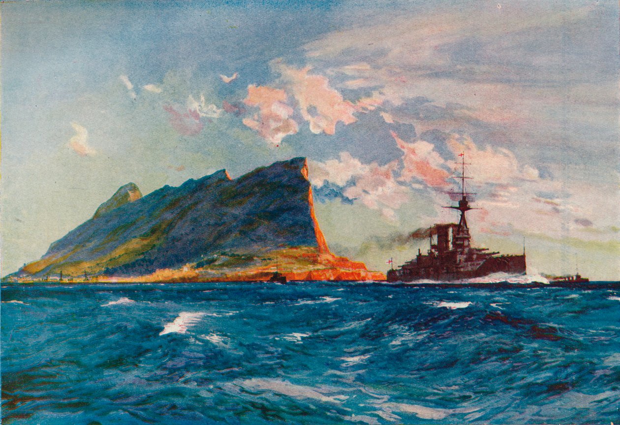 Dronningen Elizabeth utenfor Gibraltar, ca 1918 1919 av Charles Dixon