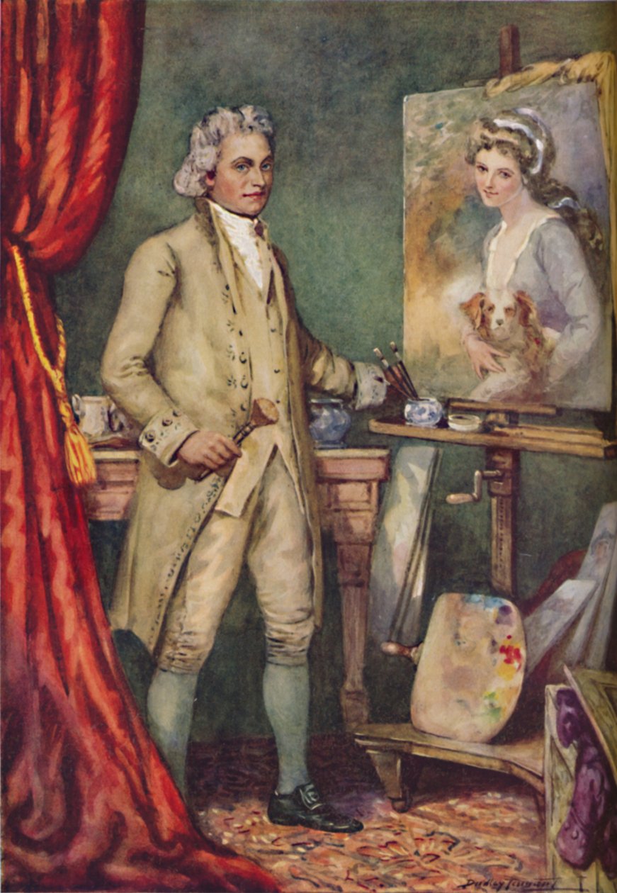 George Romney - På jobb med et bilde av favorittmodellen hans, c1925 av Charles Dudley Tennant