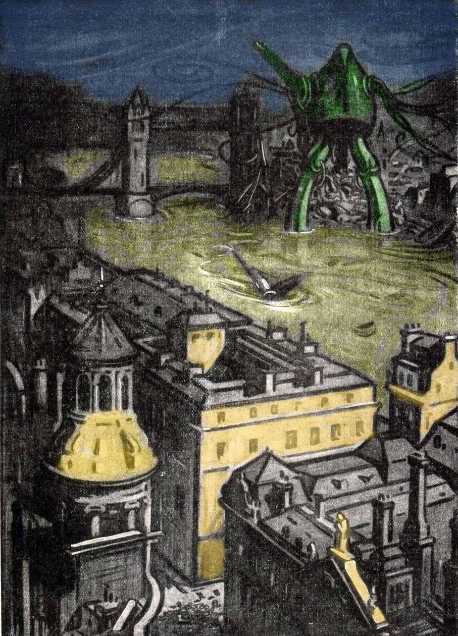 Illustrasjon av Mr. Dudouyt for romanen av Herbert George Wells (1866-1946) "The War of the Worlds"". av Charles Dudouyt