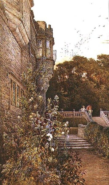 On the Terrace, Haddon Hall (akvarell) av Charles Earle