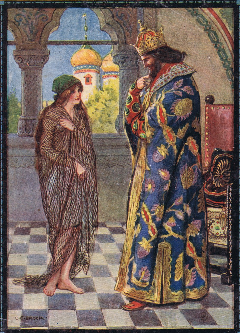 Forsideillustrasjon fra Children's Stories from Rumenian Legends av Moses Gaster (1856-1939) 1921 av Charles Edmund Brock