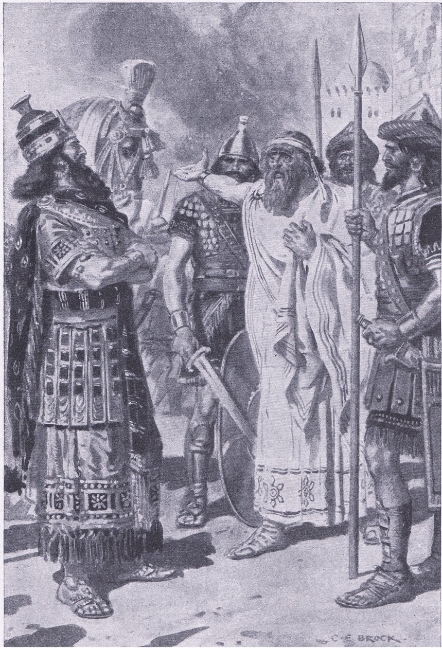 Croesus står i dødens skygge, fra My Magazine, pub.1922 (litho) av Charles Edmund Brock