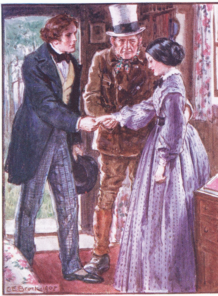 Doktor Marigolds siste resept som ble tatt for livet, illustrasjon fra Dr Marigolds Prescription, 1910 av Charles Edmund Brock