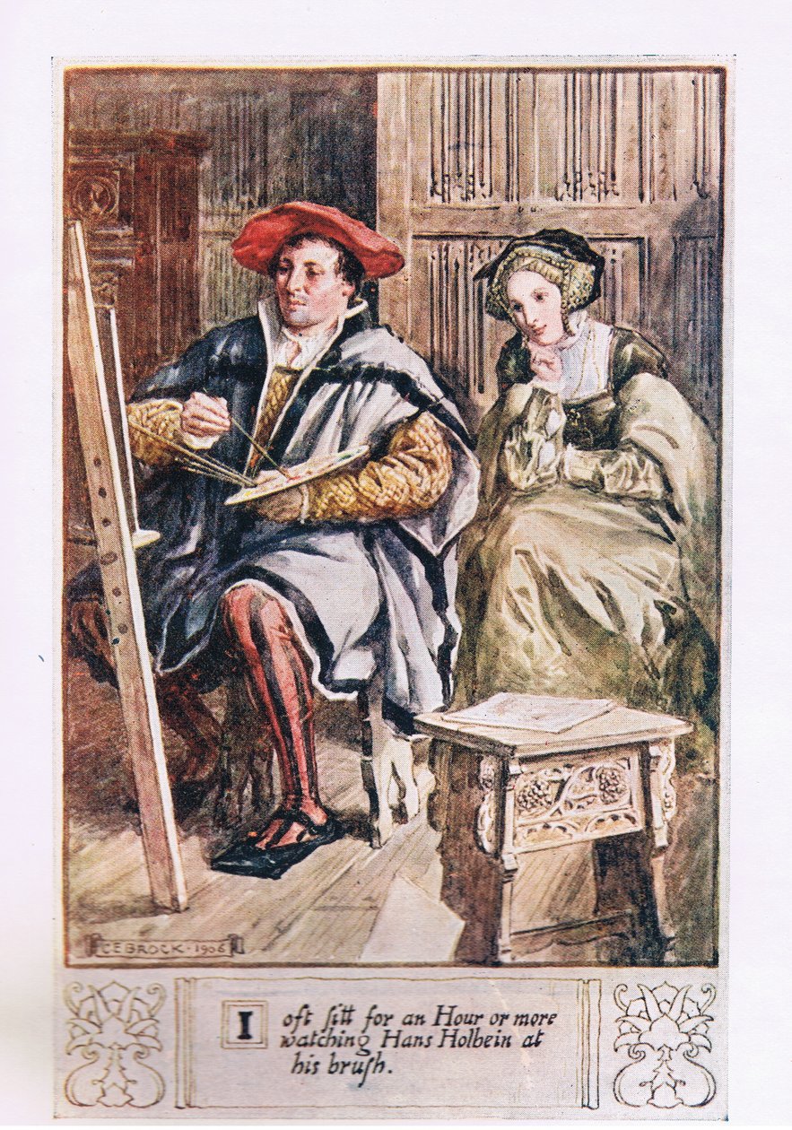 Jeg sitter ofte i en time eller mer og ser på Hans Holbein ved børsten hans av Charles Edmund Brock