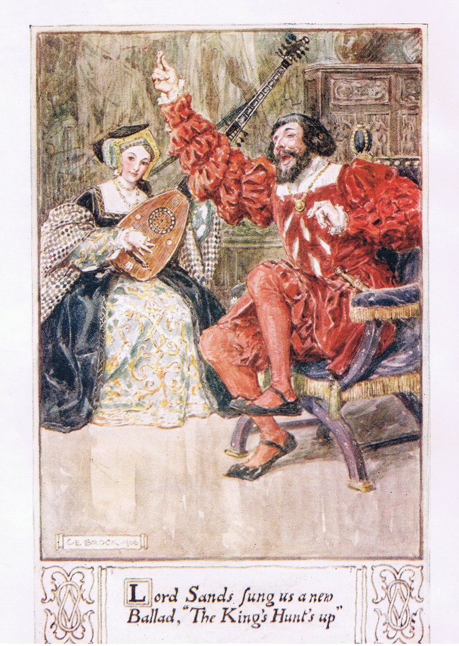 Lord Sands sang en ny ballade for oss, The King's Hunt's Up av Charles Edmund Brock