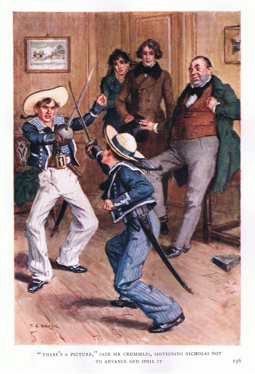 Det er et bilde, sa Mr. Crummles og vinket Nicholas om ikke å gå videre og ødelegge det av Charles Edmund Brock