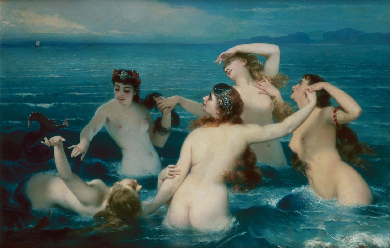 Havfruer som boltrer seg i havet av Charles Edouard Boutibonne