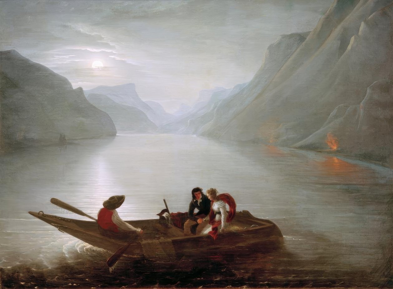 Julie og Saint-Preux ved Genfersjøen av Charles Edouard Crespy Le Prince