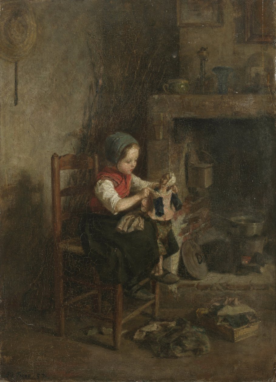 Dressing the Doll, 1857 av Charles Edouard Frere