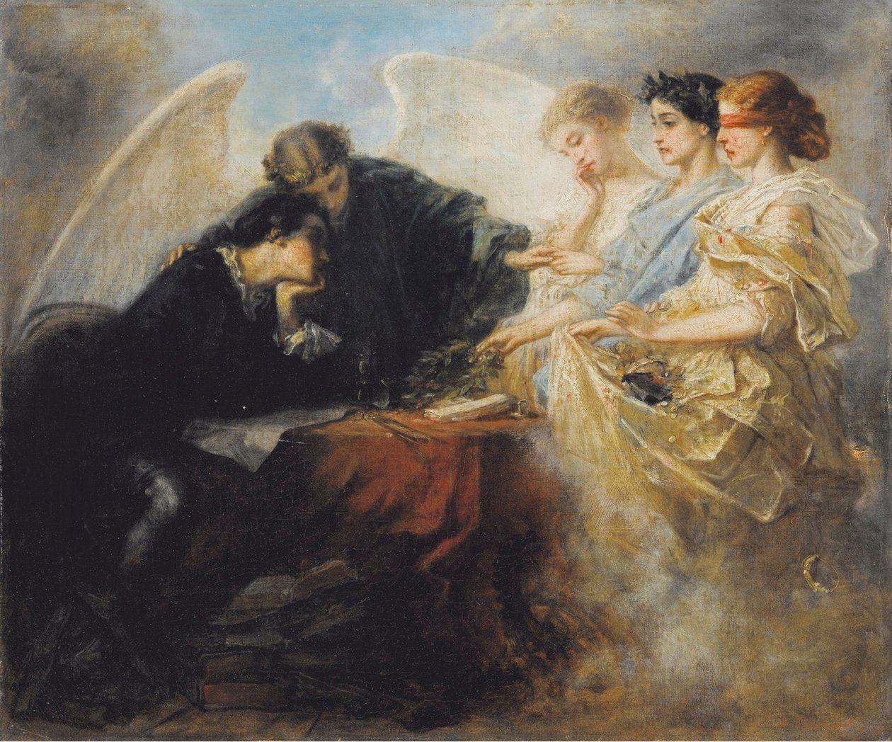Ung mann ved korsveien, 1856 av Charles Edouard de Beaumont