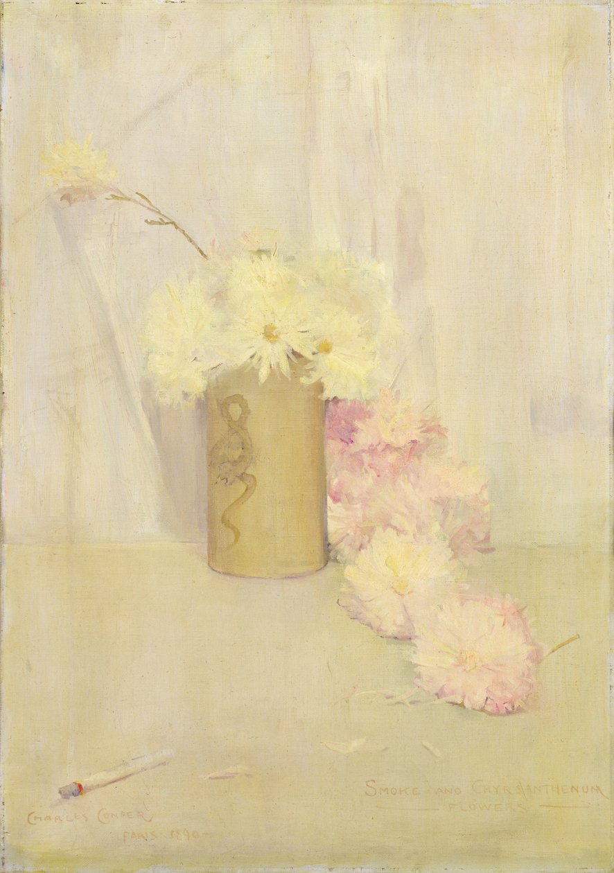 Røyk og krysantemumblomster av Charles Edward Conder