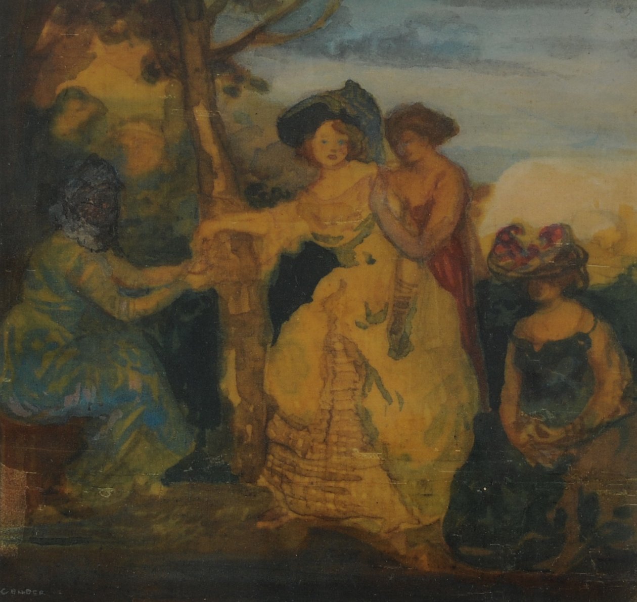 The Fortune Teller, 1890-1900 (wc på papir) av Charles Edward Conder