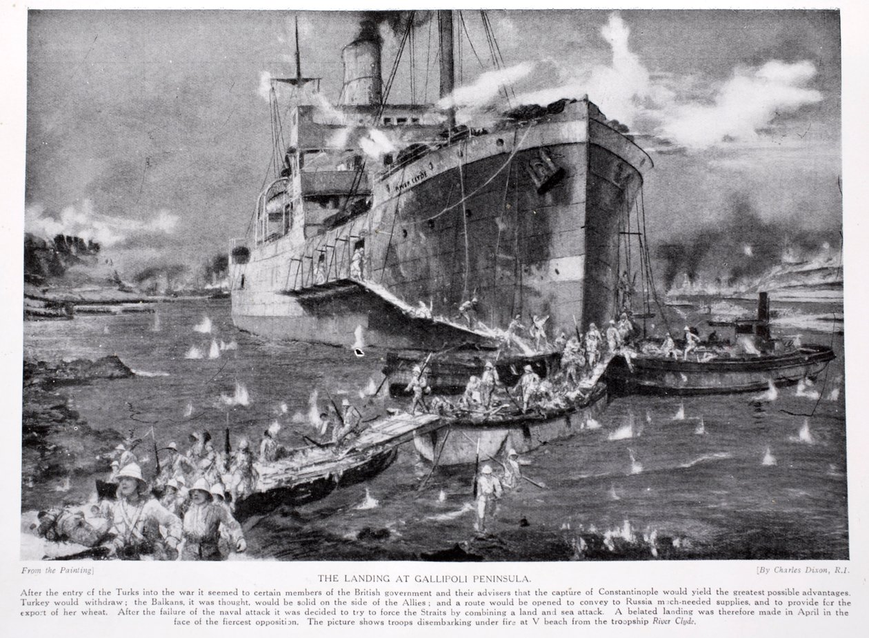 The Landing at Gallipoli Peninsula, illustrasjon fra 
