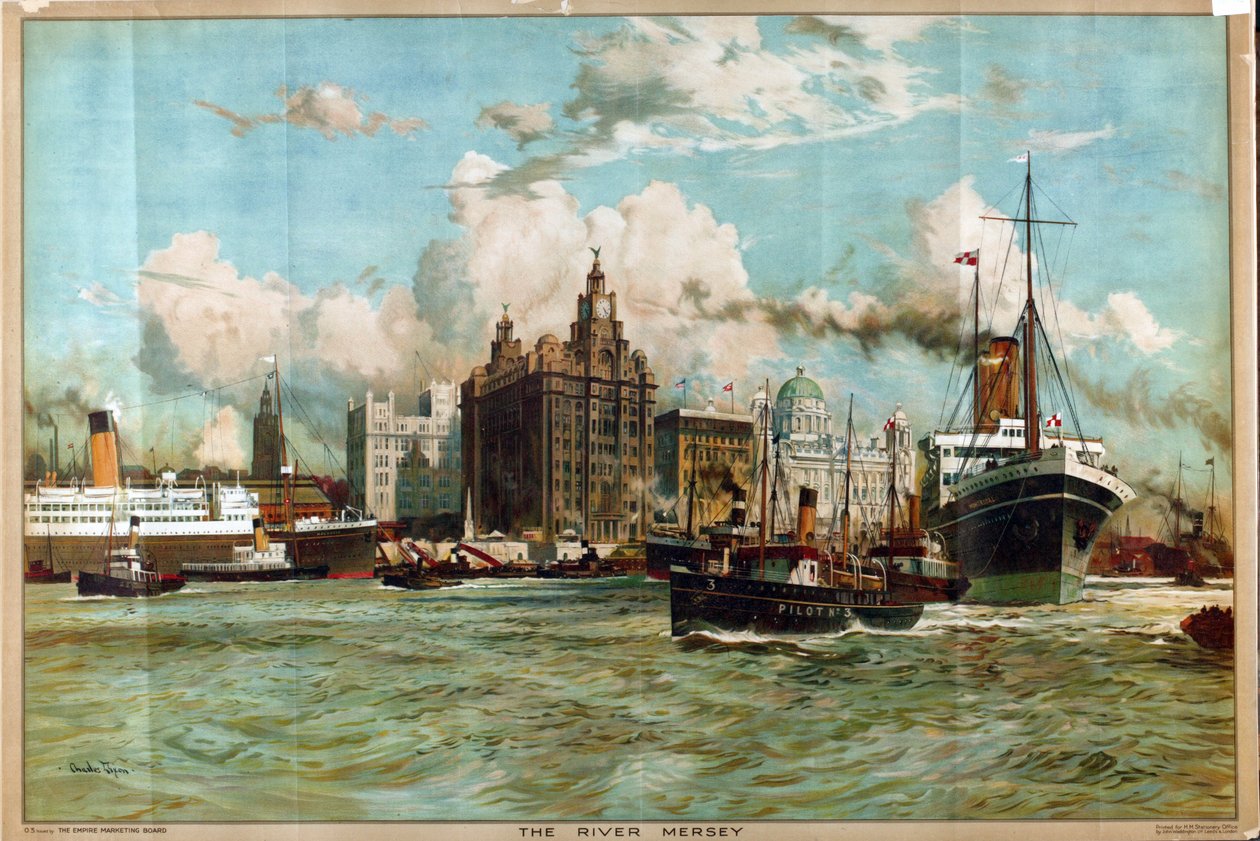 The River Mersey, fra serien 'Western Gateway to the Empire' av Charles Edward Dixon
