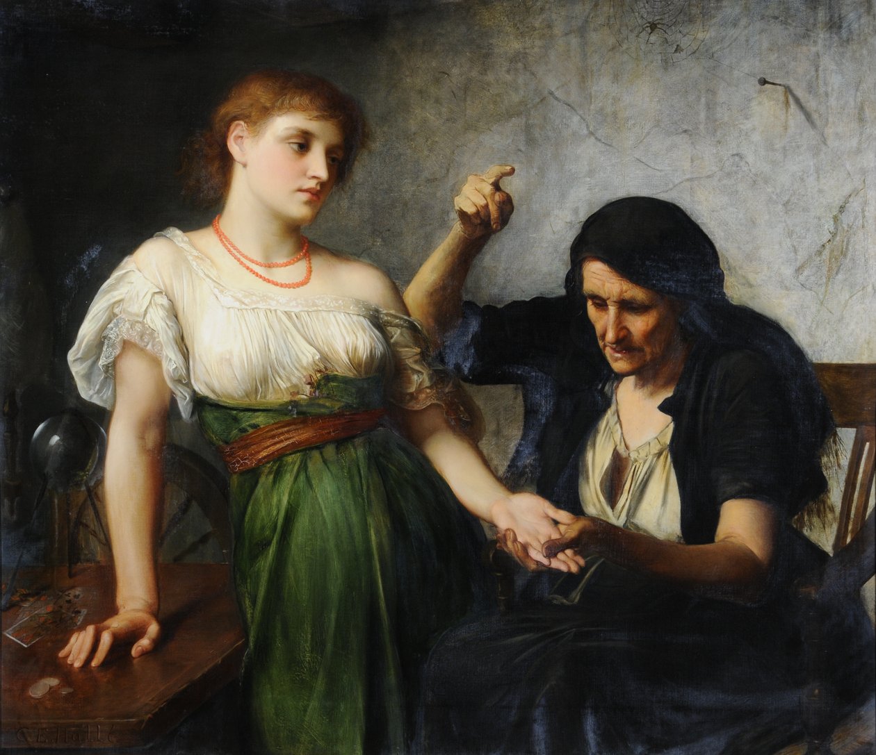 The Fortune Teller (olje på lerret) av Charles Edward Halle