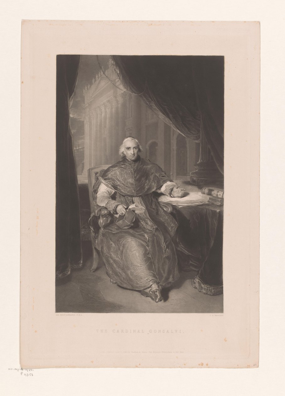 Portrett van Ercole Consalvi Kardinal Gonsalvi (tittel på objekt) av Charles Edward Wagstaff