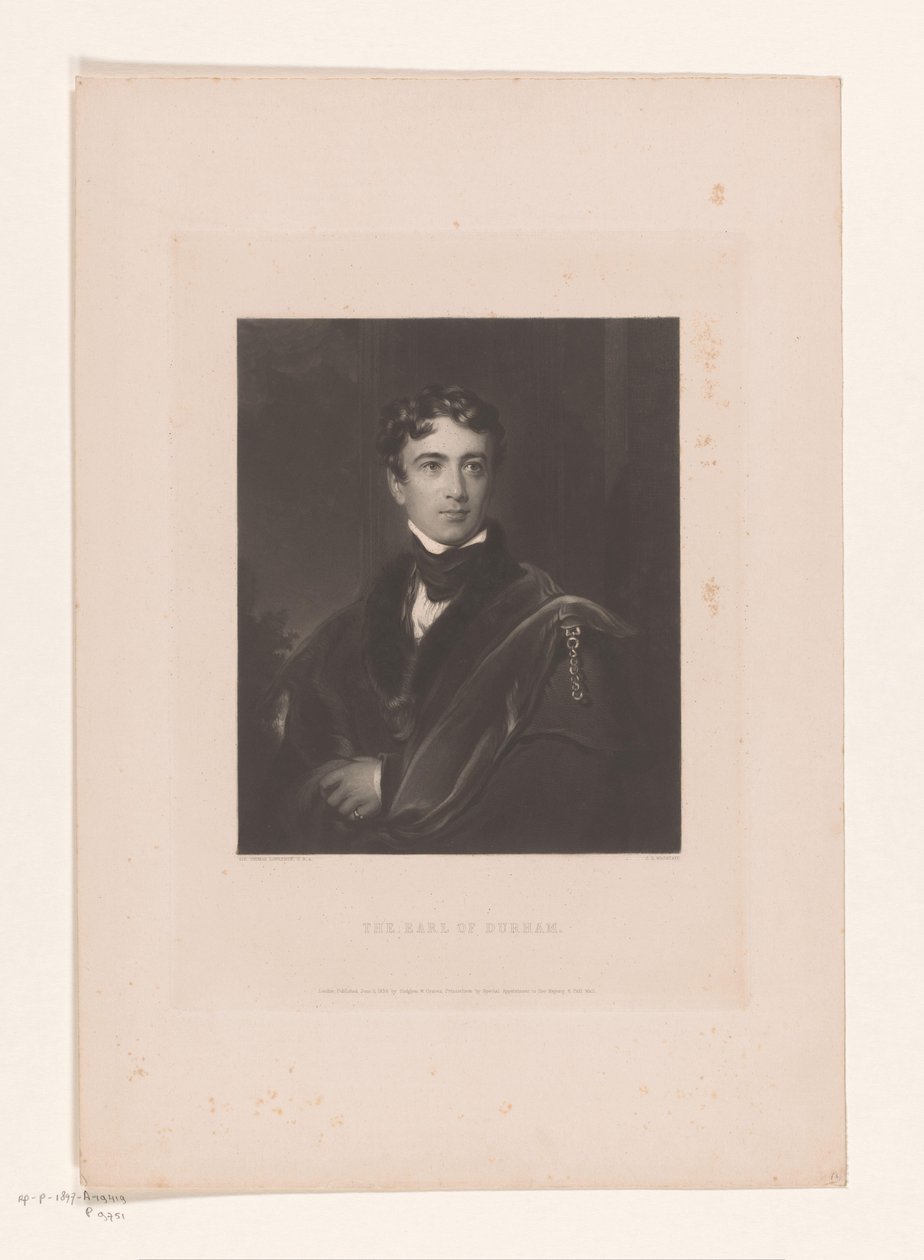 Portrett av John George Lambton Jarlen av Durham (tittel på objekt) av Charles Edward Wagstaff