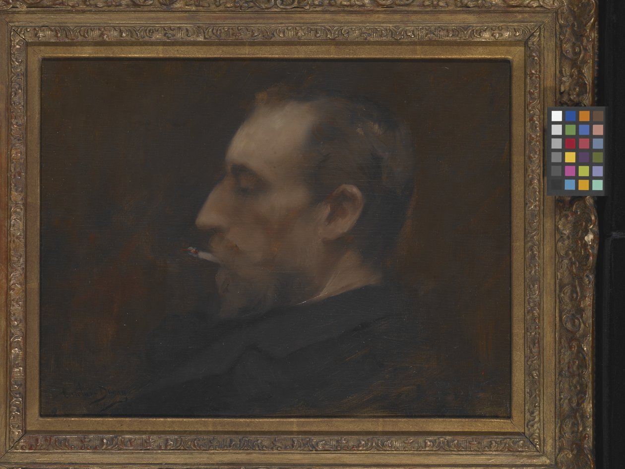 Portrett av en mann (olje på tre) av Charles Emile Auguste Carolus Duran