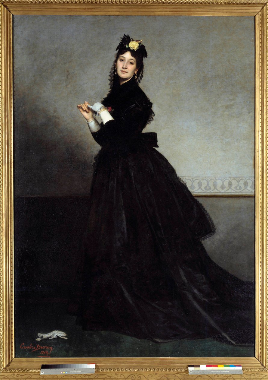 The Lady in the Glove-maleri av Emile Auguste Carolus Duran (1837-1917) 1869 Søn. 2,28 x 1,64 m Paris, Musee d