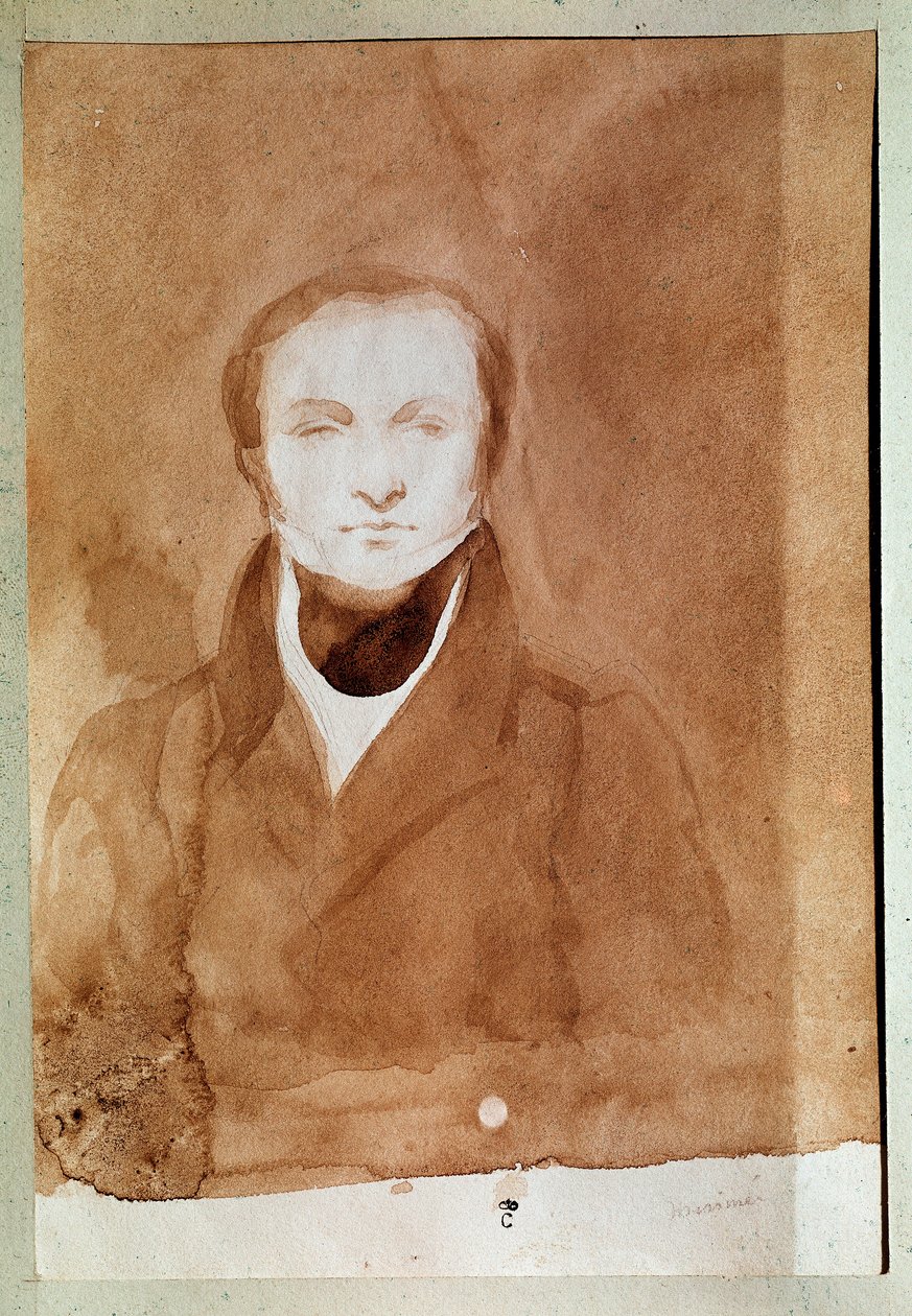 Portrett av Prosper Merimee (1803-1870) fransk forfatter. Tegning av Charles Emile Callande de Champmartin, ca 1840-1850. Akvarell. Compiegne slott av Charles Emile Callande de Champmartin