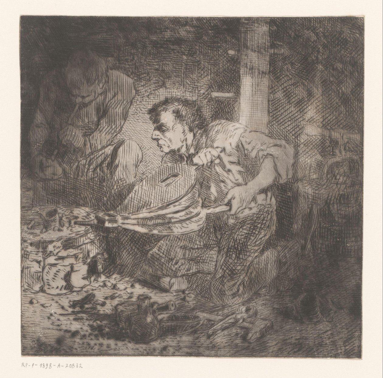 Smed med belg av Charles Emile Jacque (attributed to)