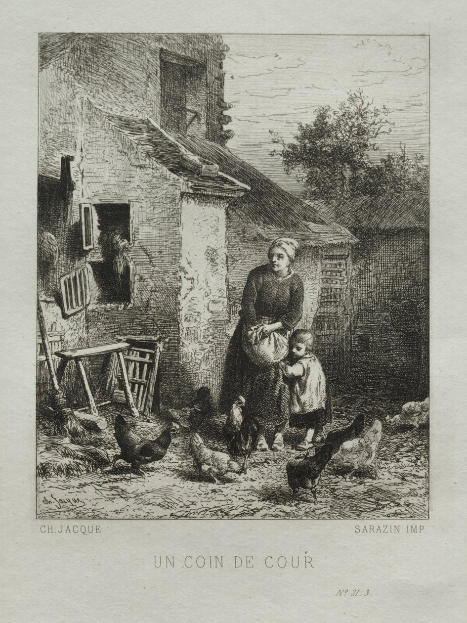 Et hjørne av gården av Charles Emile Jacque