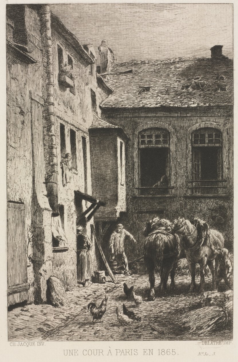 En gårdsplass i Paris av Charles Emile Jacque