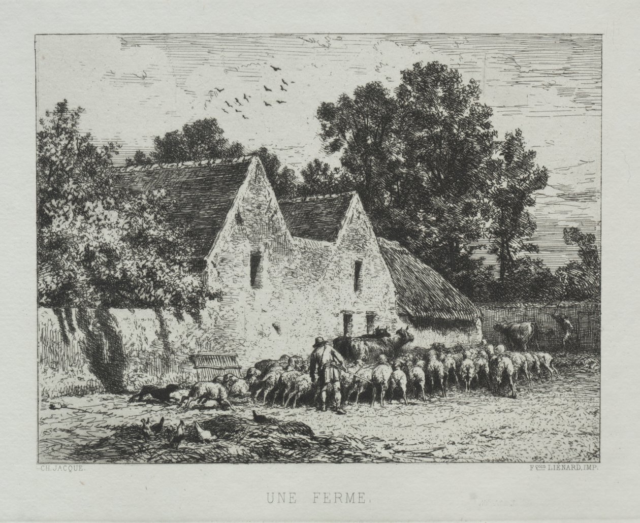 Et gårdshus av Charles Emile Jacque