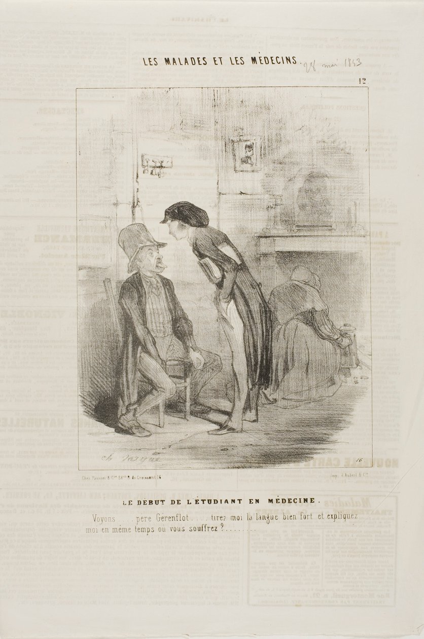 En medisinsk student som starter opp (plate 12) av Charles Emile Jacque
