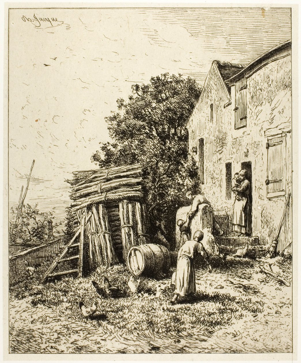 En rustikk bolig av Charles Emile Jacque