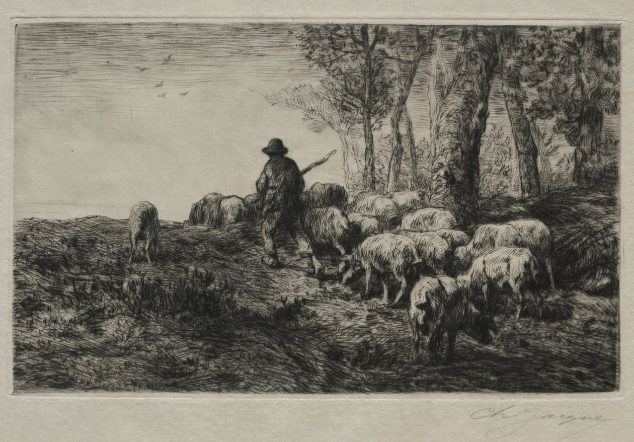En flokk med svin av Charles Emile Jacque