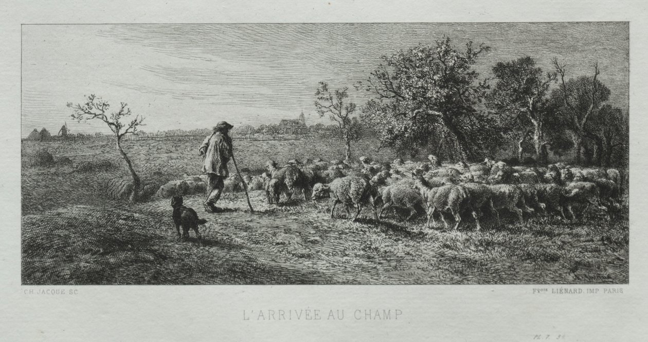 Ankommer feltet. av Charles Emile Jacque