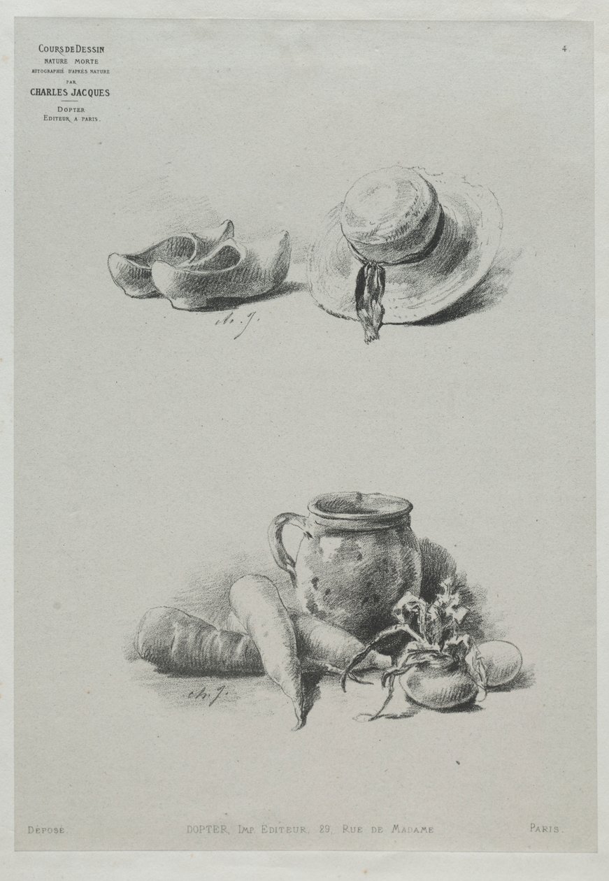 Kurs i tegning: nr. 4 - Stilleben. av Charles Emile Jacque