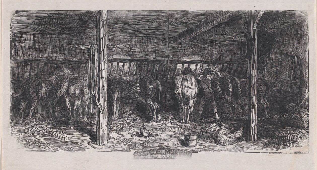 desember fra Album of Rustic Subjects, 1859. av Charles Emile Jacque