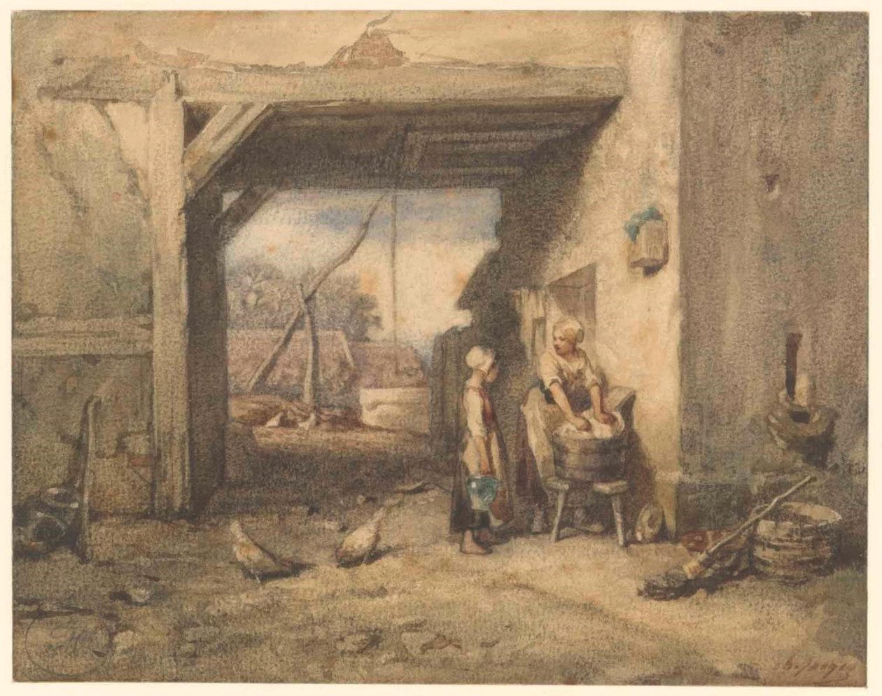 En gårdsplass av Charles Emile Jacque
