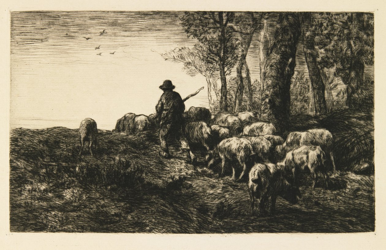 Griseflokk med svinebesetning av Charles Emile Jacque