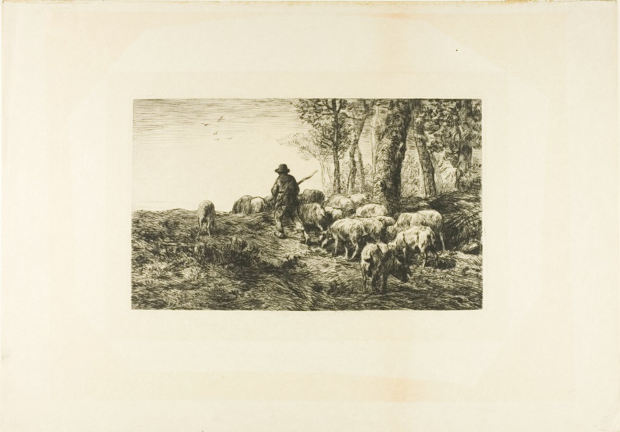 Griseflokk med svinebesetning av Charles Emile Jacque