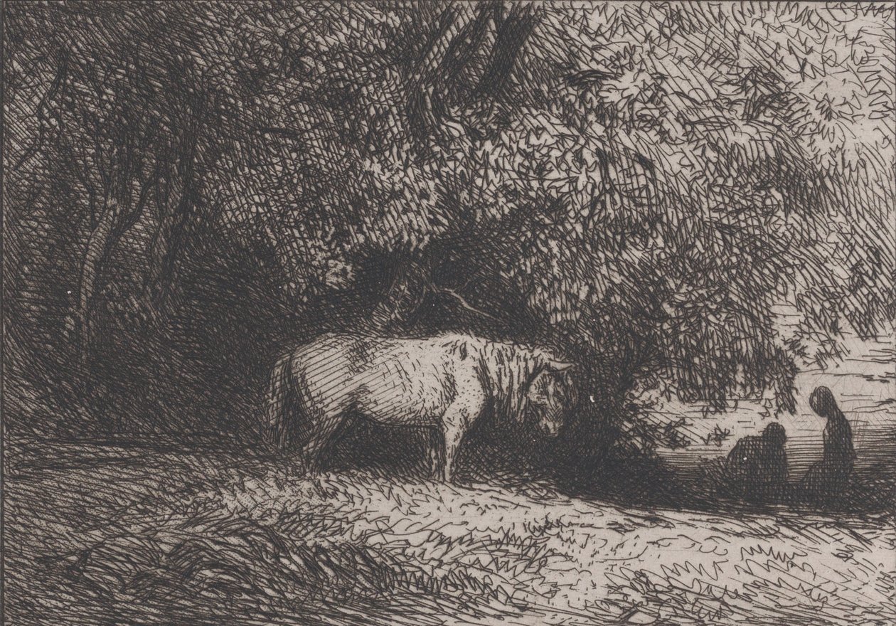 Hest under en tregren, 1846. av Charles Emile Jacque