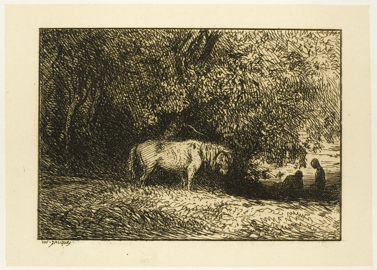 Hest i skogen av Charles Emile Jacque