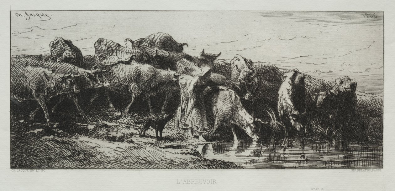LAbreuvoir, 1866. av Charles Emile Jacque