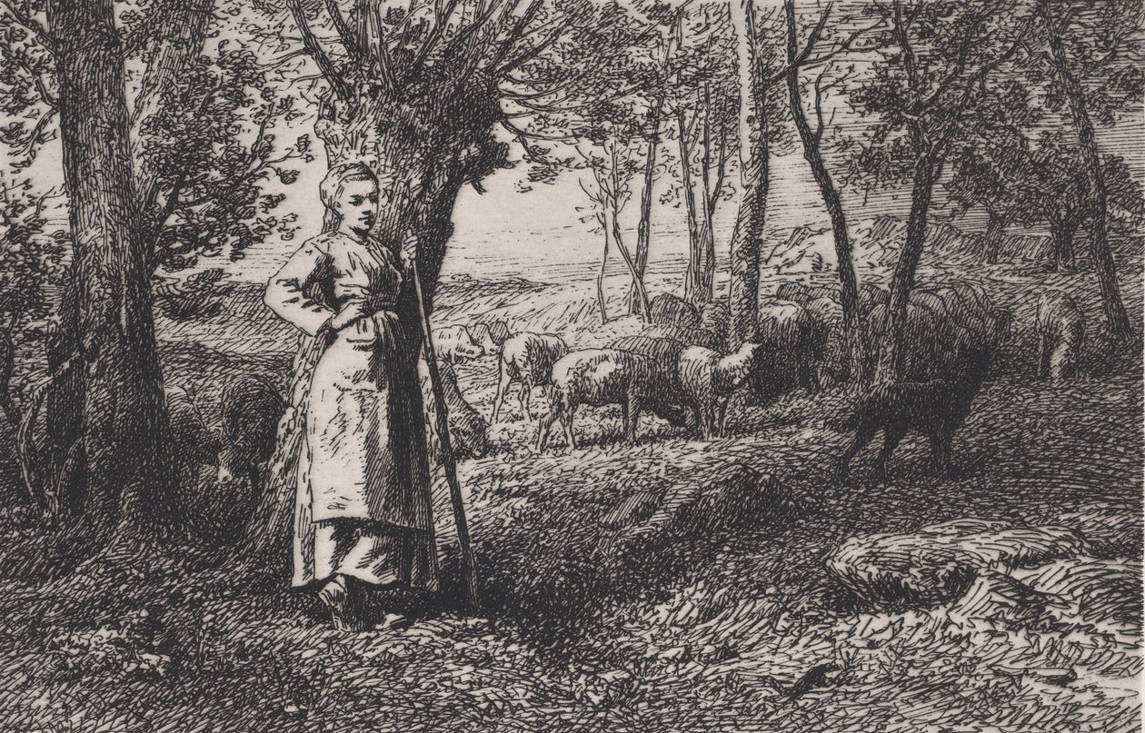 Gjeterinnen, 1868. av Charles Emile Jacque