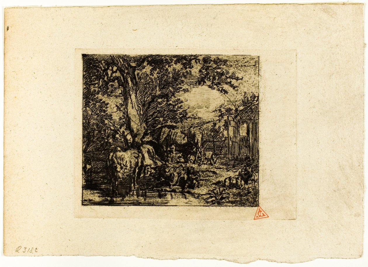 Landskap med dyr av Charles Emile Jacque