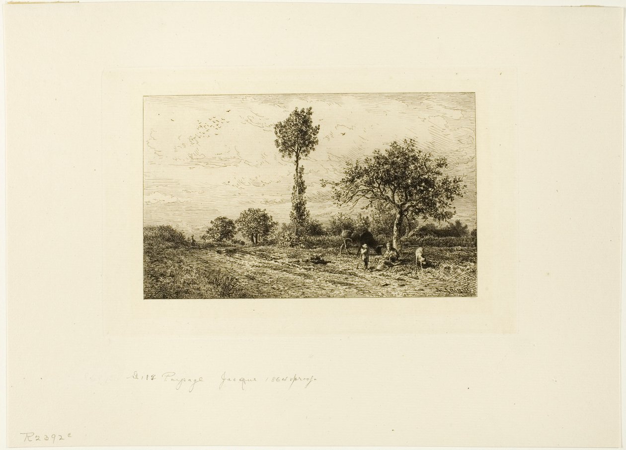 Landskap med kurvet vei av Charles Emile Jacque