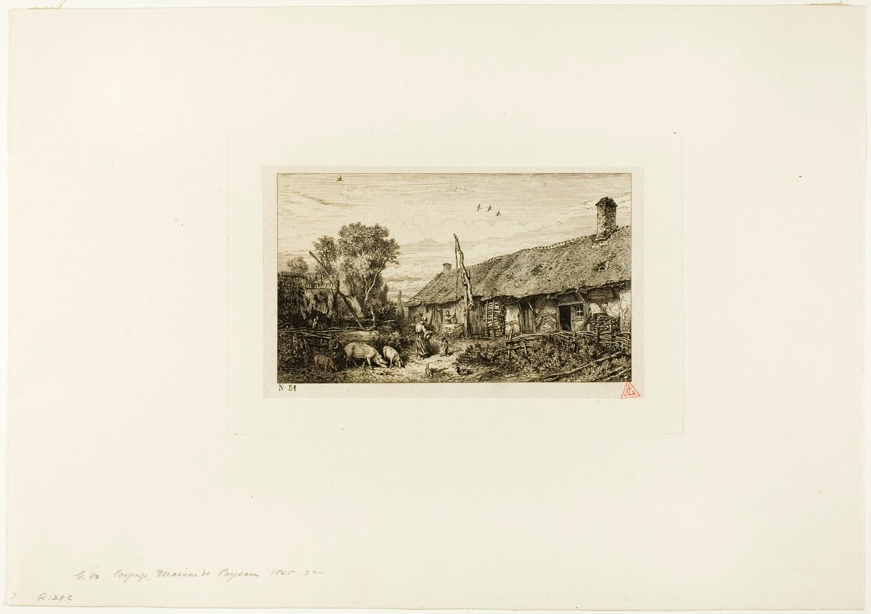 Landskap med Bondehjem av Charles Emile Jacque