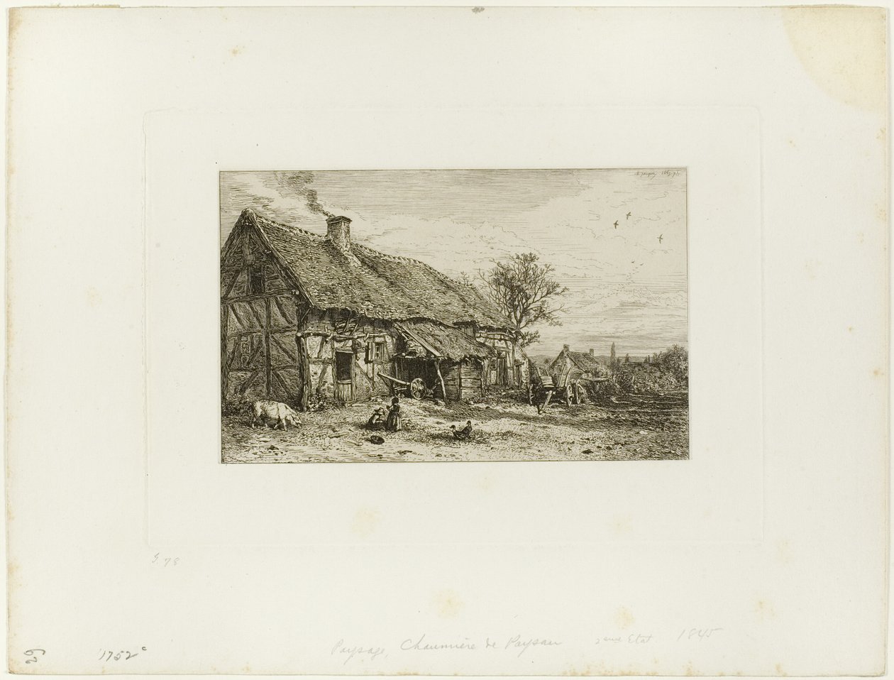 Landskap med Bondebolig av Charles Emile Jacque